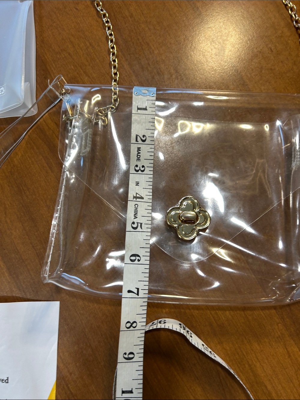 Laurel Clear Crossbody Bag with Gold Chain and  Turn-Lock - Picture 6 of 7